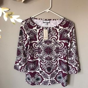 Charter Club Petite White & Purple Blouse Size PP